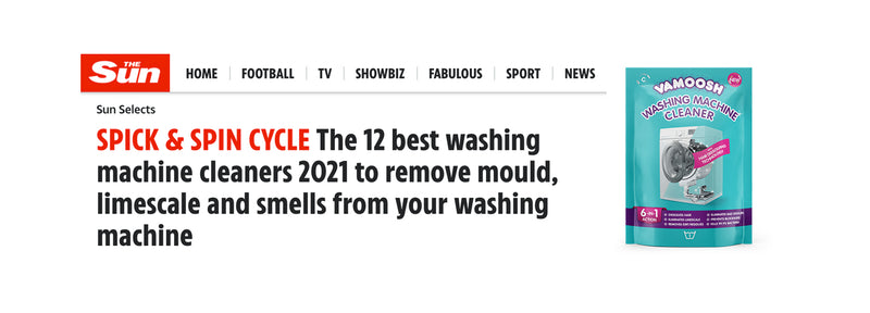 'The Sun' recommends Vamoosh Washing Machine Cleaner
